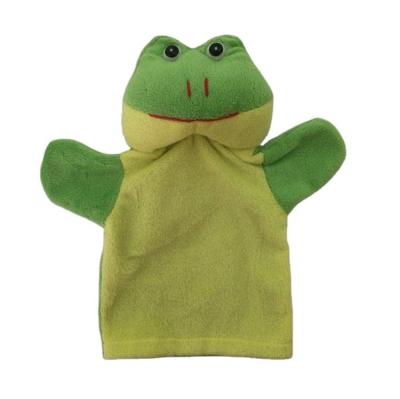 China Custom Soft Plush Toys Stuffed Animal Baby Frog Hand Gloves Puppets For Children for sale