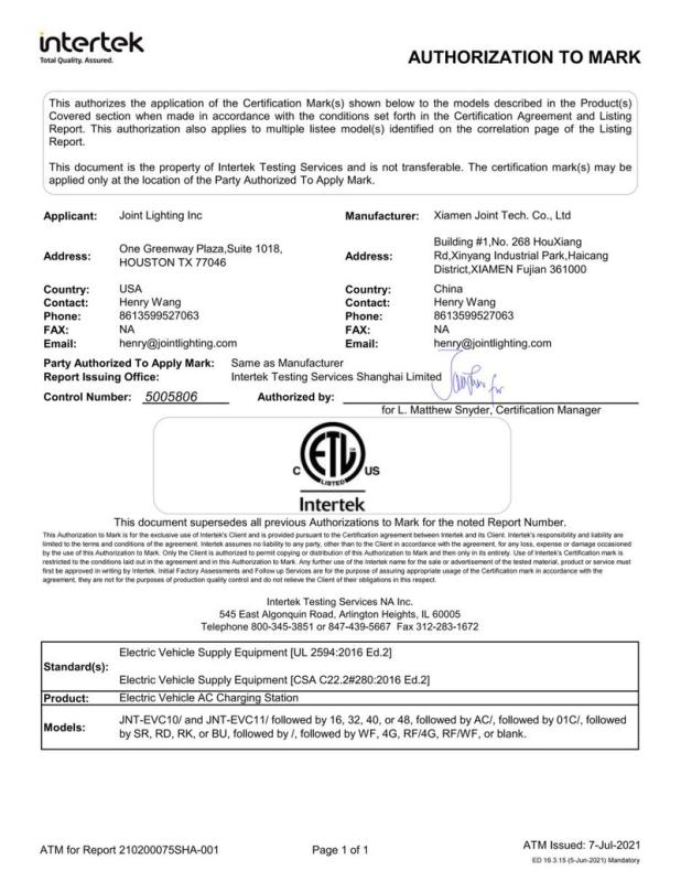 ETL - Xiamen Joint Tech Co., Ltd.