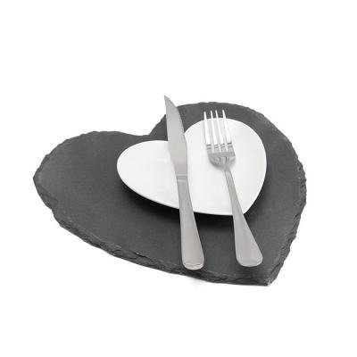 China Thickness slate+EVA anti-slip mat customized heart shape slate cheese dinner board for restaurant for sale