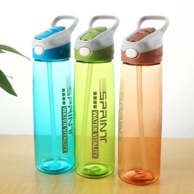 China Sustainable Portable Sports Drink Water Bottle Plastic Drink Cup Straight With Straw for sale