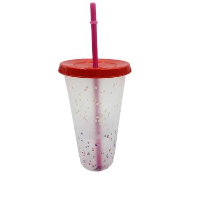 China 822-38 pp Modern Popular Custom Color Plastic Cup Straw Cup Cold Water Changing Thermo-sensitive Plastic for sale