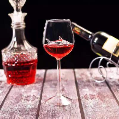 China Cheap Crystal Glass Goblet Shark Shape Red Wine Goblet Glasses 1030-8 Clear Glass Stand Holder for sale