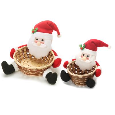 China 929-6 Casual New Santa ClausStorage Basket Woven Bamboo Christmas Gift Basket Christmas Candy Storage Basket Decoration for sale