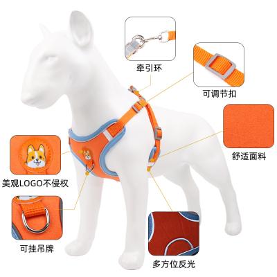 China Lights 912-3 Small and Medium Dog Pet Products Suede Dog Chests Back Invest Cat Traction Rope Pet Chest Strap Reflective for sale