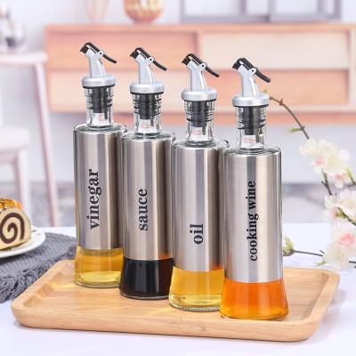 China Hot Selling Minimalist 1025-25 Glass Bottle Oil Dispenser Mazon With Premium Stainless Steel for sale