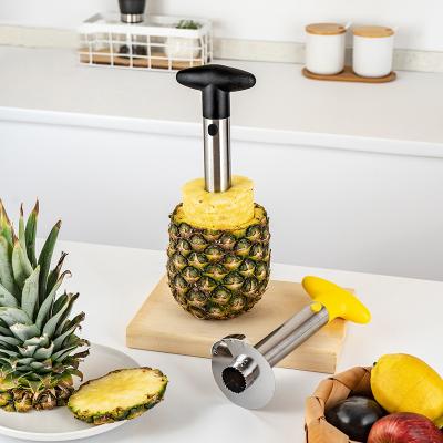 China Minimalist 1025-20 Stainless Steel Pineapple Hollow Puncher Slicer 3 in 1 Industrial Kitchen Tool Peeler Cutter Stem Remover for sale