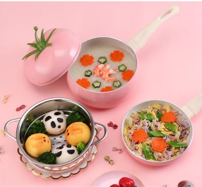 China Minimalist 1025-19 Multifunctional Kitchen Aluminum Baby Tomato Milk Pots Pans Household Cooking Pot Set Non Stick Cookware Sets Milk Pan for sale