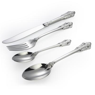 China Cheap viable hot selling hot selling embossed good quality price grace stainless steel flateware cutlery set for sale