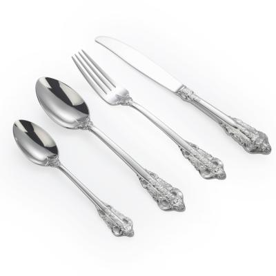 China Sustainable manufacturer Direct Selling embossed flateware cutlery set stainless steel flateware cutlery set for sale