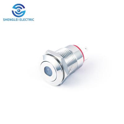 China SHENGLEI 12mm Illuminated Push Button Switch With Metal Single Light Momentary Push Button Switch SL12A-P10F/D for sale