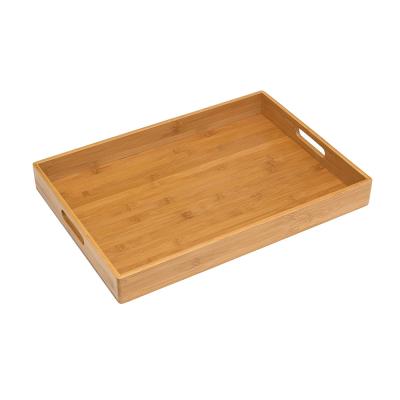 China Eco-Friendly Bamboo Wooden Serving Tray With Handles Decorative Serving Tray For Kitchen And Dining Coffee Table Breakfast PartyTea for sale