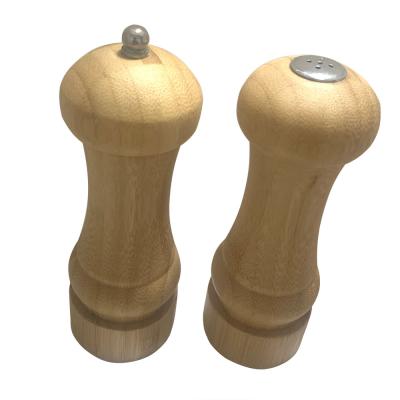 China Viable Natural Bamboo Salt Shaker Professional Salt Pepper Grinder Set Professional Pepper Mill for sale