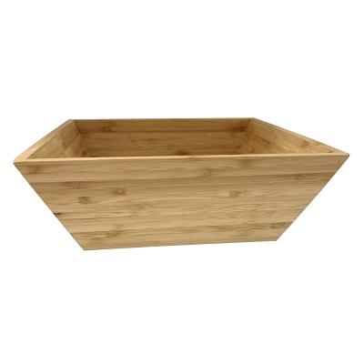 China Large Large Freshness Storage Bamboo Salad Bowl Square For Home Collection Fruit Salad Pasta Fruit Container Serving Flower Pot for sale