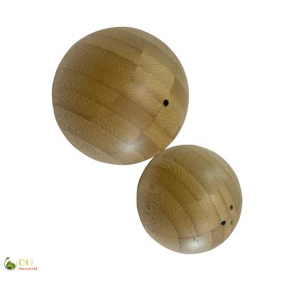 China Sustainable Natural Bamboo Mini Wood Salt and Pepper Ball Shakers Set Cute For Your Kitchen for sale