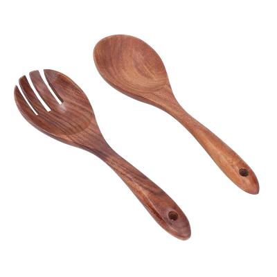 China Sustainable Wooden Fork Wooden Spoon Set Salad Toss And Mixing Servers Cooking Spoon Spork Set for sale