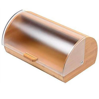 China Freshness preservation countertop bread box made of pure bamboo with elegant acrylic easy slip cover with handle for sale