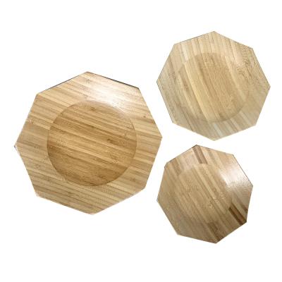 China Sustainable Bamboo Plates Bamboo Tray Set 3 Pcs Fruit Trays Snacks Tray Party Dinner Plates Candy Tray for sale