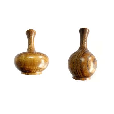 China Traditional Adorable Wooden Vases Set of 2 Small Tapered Bud Decorative Floral Vase Home Decor Centerpieces for sale