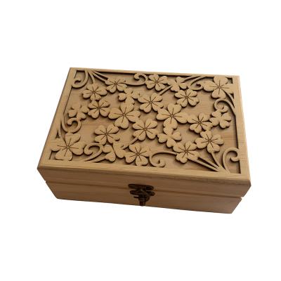 China 3 Pcs Wooden Box Handmade Decorative Pine Wood Box Sets With Locking Clasp For Crafts Art Hobbies Projects 34.6x25x9cm L ACTIONS for sale