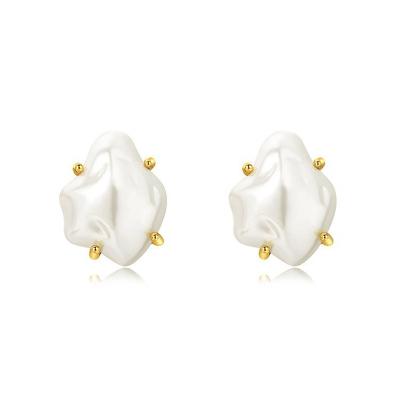 China Baroque Irregular Women's Earrings Baroque Hexagon TFSA Pearl Niche Light Luxury Design Studs Temperament Retro Stain Wholesale Studs for sale