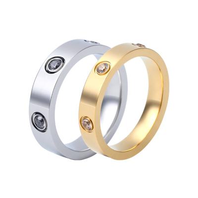 China Uniterm Titanium Steel Elegant Temperament Ring Six Diamond Men's and Women's Rings Diamond-encrusted Stainless Steel Ring for sale