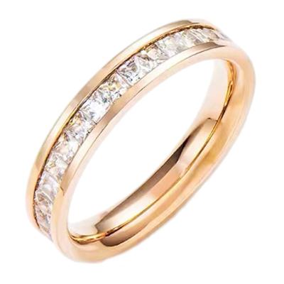 China Ring Personality Diamond Ring Single and Double Row Diamond Fashion Ring Titanium Steel Niche Full Do Not Fade Starry Sky for sale