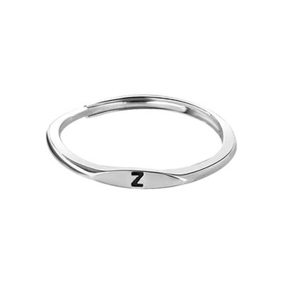 China Simple Ring 26 Letters All Lap Mouth Burst New Hand Jewelry Female Silver Ring Does Not Fade for sale