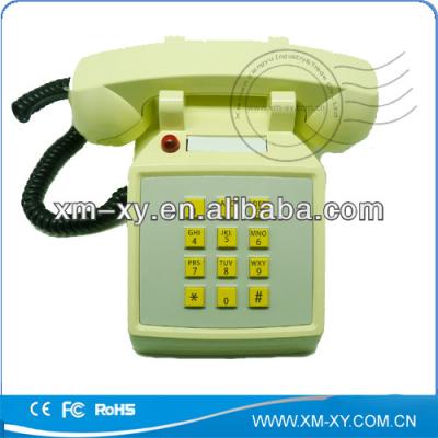 China yellow cute classic land line attached phone with imcoming call flash, 80s 1980 phones for sale