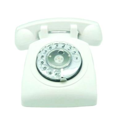 China China Tied White Rotary Dailer Old Fashioned Vintage Land Line Antique Telephone 1960 Retro for sale