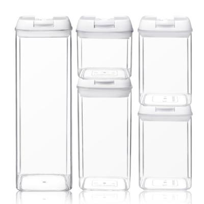 China Freshness Preservation 5 Pack Air Tight Grain Food Storage PBA Free Plastic Kitchen Organization Containers for sale