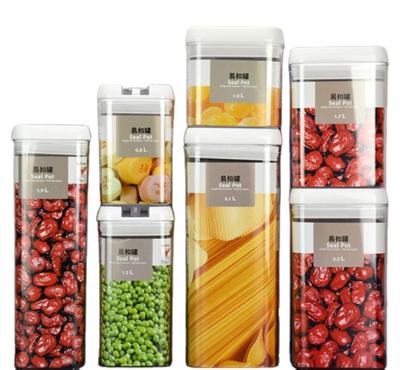 China Freshness Preservation 7 Pieces Cereal Grain Kitchen Transparent Food Airtight Storage Container Set With Lids for sale