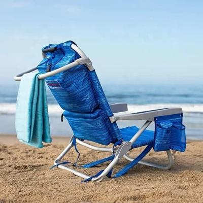 China Aioiai Wooden Folding Sand Basket Backpack Folding Beach Chair EUROPEAN German Low Floating Aluminum Beach With Cooler Bag for sale