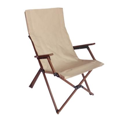 China Modern Customized Easy Foldable Outdoor Camping Beach Chair Beech Canvas Folding Wooden Chairs for sale