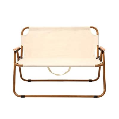 China Outdoor Portable Picnic Eco-friendly Camping Double Wood Grain Wood Grain Aluminum Alloy Beach Chair Folding Chair for sale