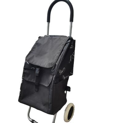 China Folding Shopping Cart Bottom Panel Portable Dismountable Food Folding Steel Frame Waterproof Supermarket Shopping Bag Large Capacity for sale