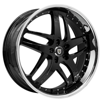 China Aerospace Grade Lexani Forged Wheels Black Silver Lip 26 Inch for sale