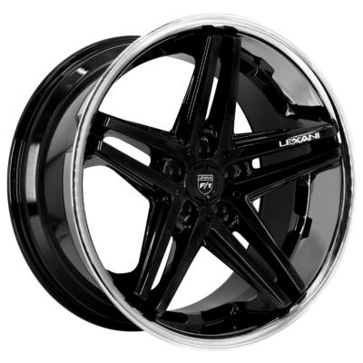 China Staggered 2 Piece Lexani Forged Wheels Gloss Black With SS Lip Aerospace Grade for sale