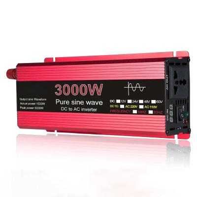 China 1000W 1600W 2200W 3000W 12V 24V Pure Sine Wave Inverter DC to AC 110V 220V Voltage Transformer Power Converter Solar Car Inverte 29x12x7cm for sale