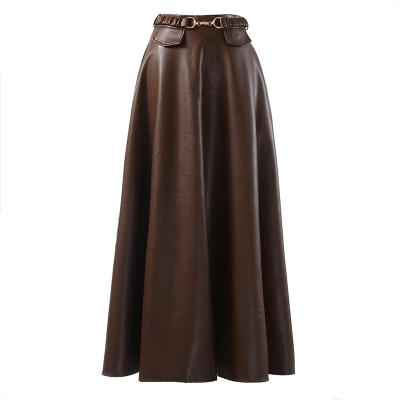 China Breathable Women High Waist Victorian Loog Skirts Leather Autumn Winter Vintage High Waist A Line Skirt 2022 New for sale