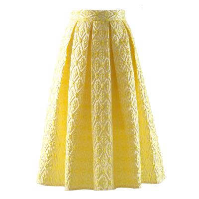 China 2022 Yellow Mid-Calf Ball Gown Skirts Streetwear Elegant Women's Skirts Breathable Fashion Statement Skirt For Ladies for sale