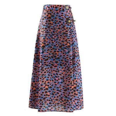 China Maxi Leopard Print Skirts Vintage Summer Women's Breathable High Waist Chiffon A Line Skirt 2022 New for sale