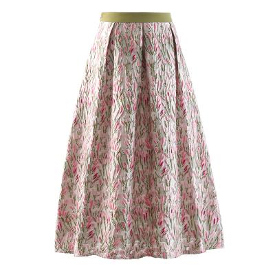 China 2022 Women's Breathable High Waist Embroidery Knee-Length Vintage Skirts Vintage High Waist A Line Skirt for sale