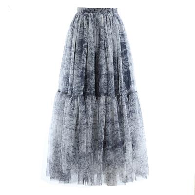 China Breathable Women's Mesh Gauze Skirt Petticoat Hand Painted Layered Tiered Puffy Tulle Skirts for sale