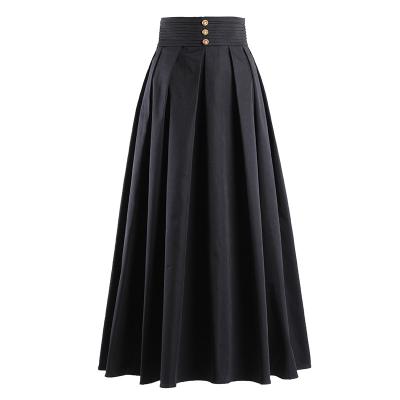 China 2022 Wind Breathable Women Hepburn High Waist Pleated Embroidery Casual Skirts A Line Skirt for sale