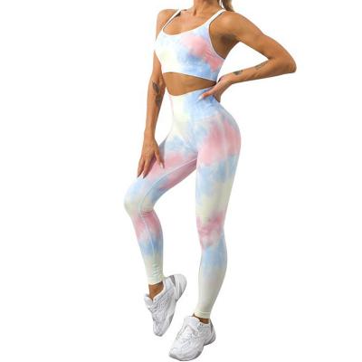 China LIFTJOYS Breathable Custom Tie Dye Sexy Athleisure 2pcs Yoga Wear Set Seamless Breathable Women Yoga Wear With Eco - Friendly for sale