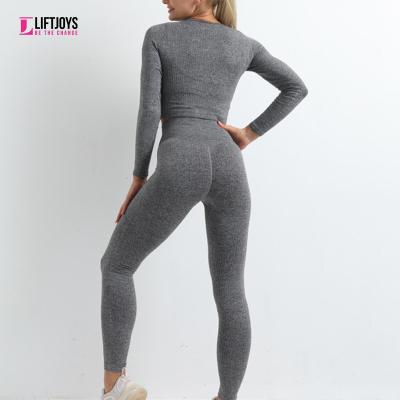 China LIFTJOYS Breathable Seamless High Waist Yoga Wear Set With Long Sleeve 2022 Workout Set Women Sport Suit for sale