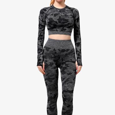 China LIFTJOYS New Arrival Breathable 3 Pcs Camouflage Seamless Breathable Fitness Yoga Wear Work Out Set For Women for sale