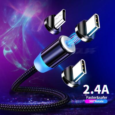 China Charging 3 In 1 Charging Cable 3.28ft Magnetic Charging Phone Cable 360 ​​Angle Nylon Magnetic Connector for sale