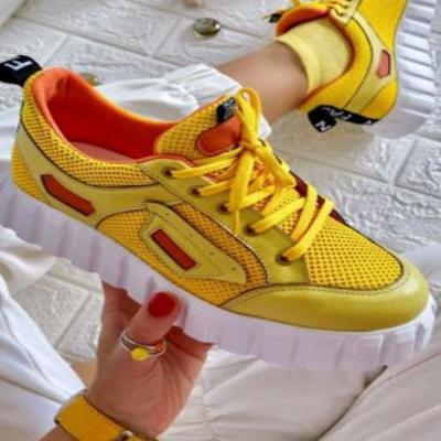 China 2022 Fashion Trend Style Shoes Girls White Clumsy Sneaker Dad Breathable Net Shoes for sale