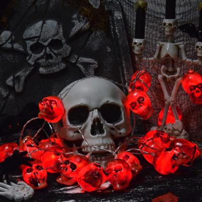 China Halloween Decoration Lights 3*AA Halloween Remote Control Bronze Skull Led Lamp String Light for sale